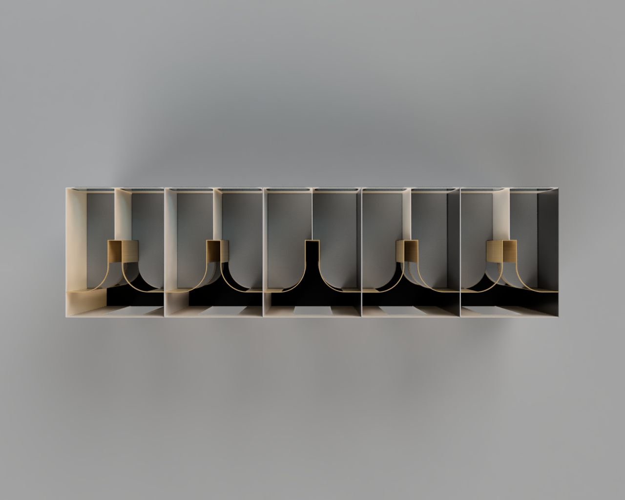 Top-down view showing efficient pod layout